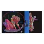 Album cover featuring neon artwork with a vertical blue band.