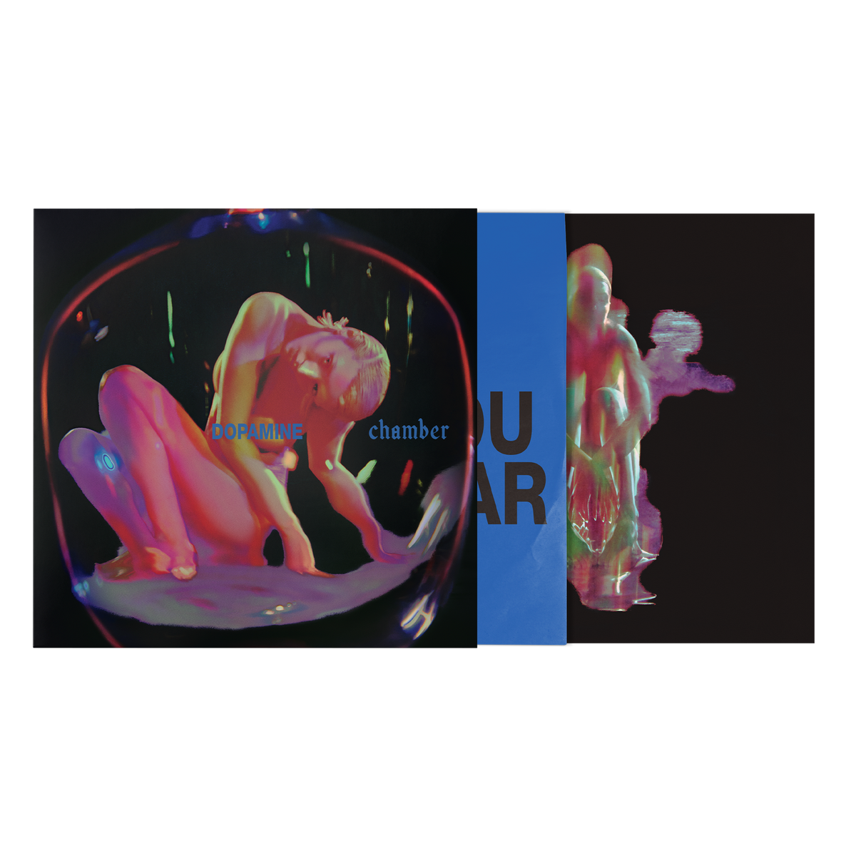 Album cover featuring neon artwork with a vertical blue band.